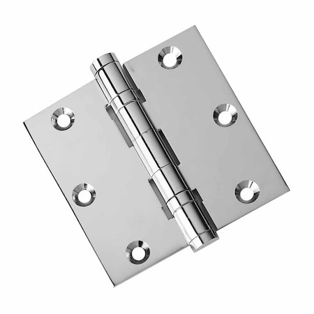 Embassy 3-1/2 x 3-1/2 Solid Brass Ball Bearing Hinge, Polished Chrome Finish with Flat Tips 3535BBUS26F-1